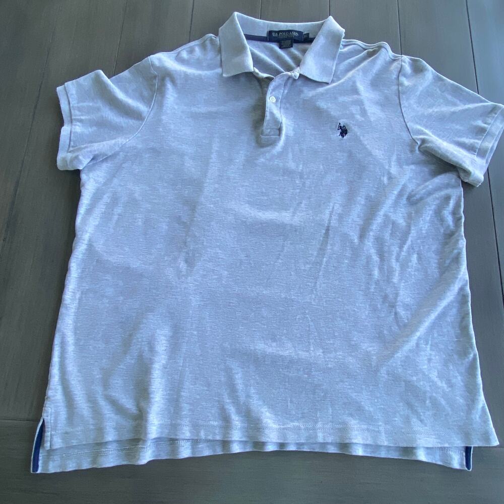 U.S. Polo Assn. Short Sleeve Polo • XL • Light Gray • Navy Horseman Logo